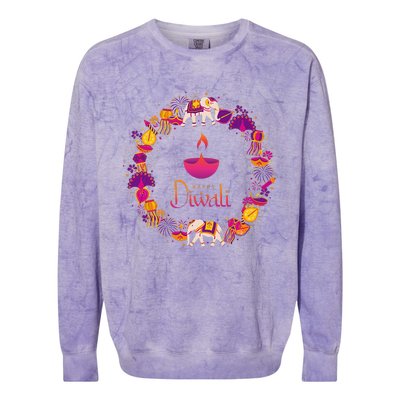 Happy Diwali Festival Of Lights Deepavali Hindu Indian Colorblast Crewneck Sweatshirt