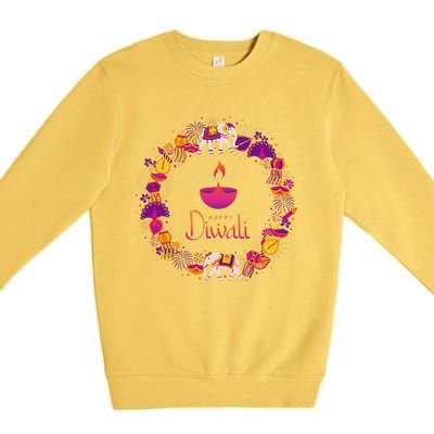 Happy Diwali Festival Of Lights Deepavali Hindu Indian Premium Crewneck Sweatshirt