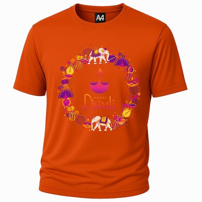 Happy Diwali Festival Of Lights Deepavali Hindu Indian Cooling Performance Crew T-Shirt