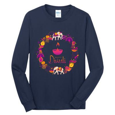 Happy Diwali Festival Of Lights Deepavali Hindu Indian Tall Long Sleeve T-Shirt