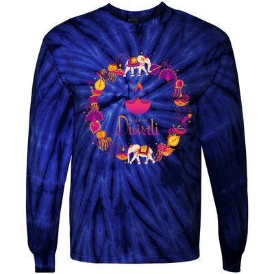 Happy Diwali Festival Of Lights Deepavali Hindu Indian Tie-Dye Long Sleeve Shirt