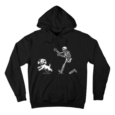 Halloween Dog Funny Skeleton Skeleton Chasing Dog Hoodie