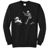 Halloween Dog Funny Skeleton Skeleton Chasing Dog Sweatshirt