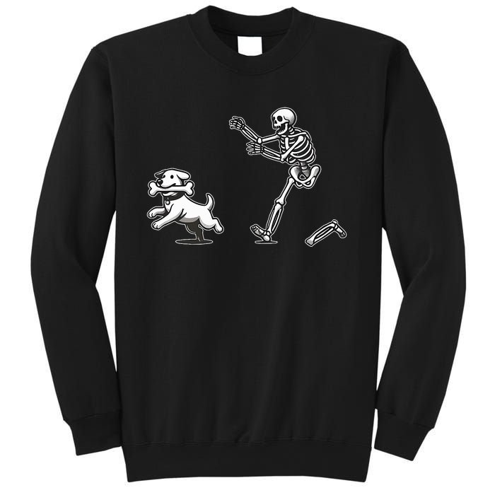 Halloween Dog Funny Skeleton Skeleton Chasing Dog Sweatshirt