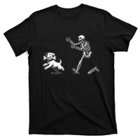 Halloween Dog Funny Skeleton Skeleton Chasing Dog T-Shirt