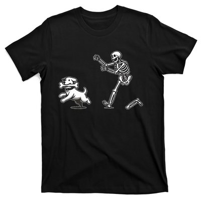 Halloween Dog Funny Skeleton Skeleton Chasing Dog T-Shirt