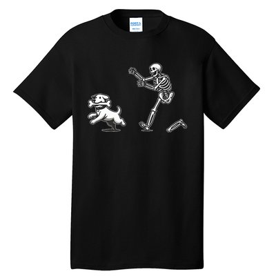 Halloween Dog Funny Skeleton Skeleton Chasing Dog Tall T-Shirt