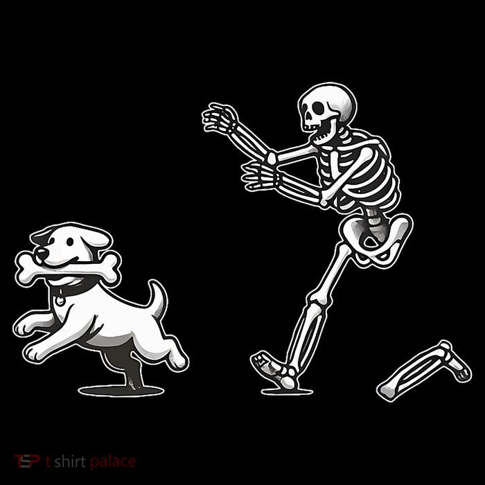 Halloween Dog Funny Skeleton Skeleton Chasing Dog Tall T-Shirt