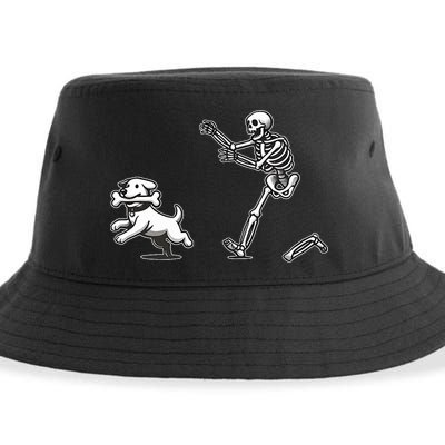 Halloween Dog Funny Skeleton Skeleton Chasing Dog Sustainable Bucket Hat