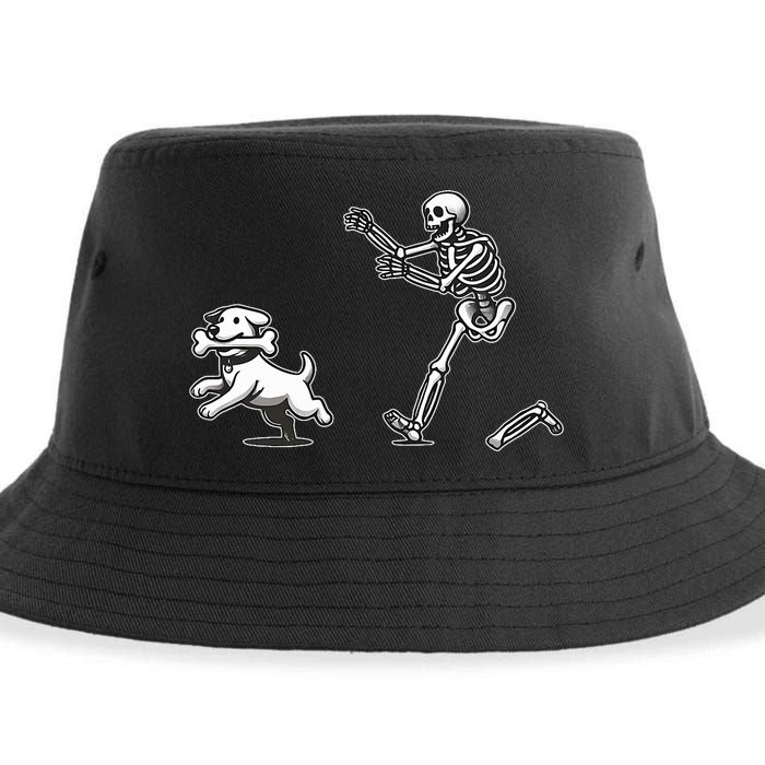 Halloween Dog Funny Skeleton Skeleton Chasing Dog Sustainable Bucket Hat