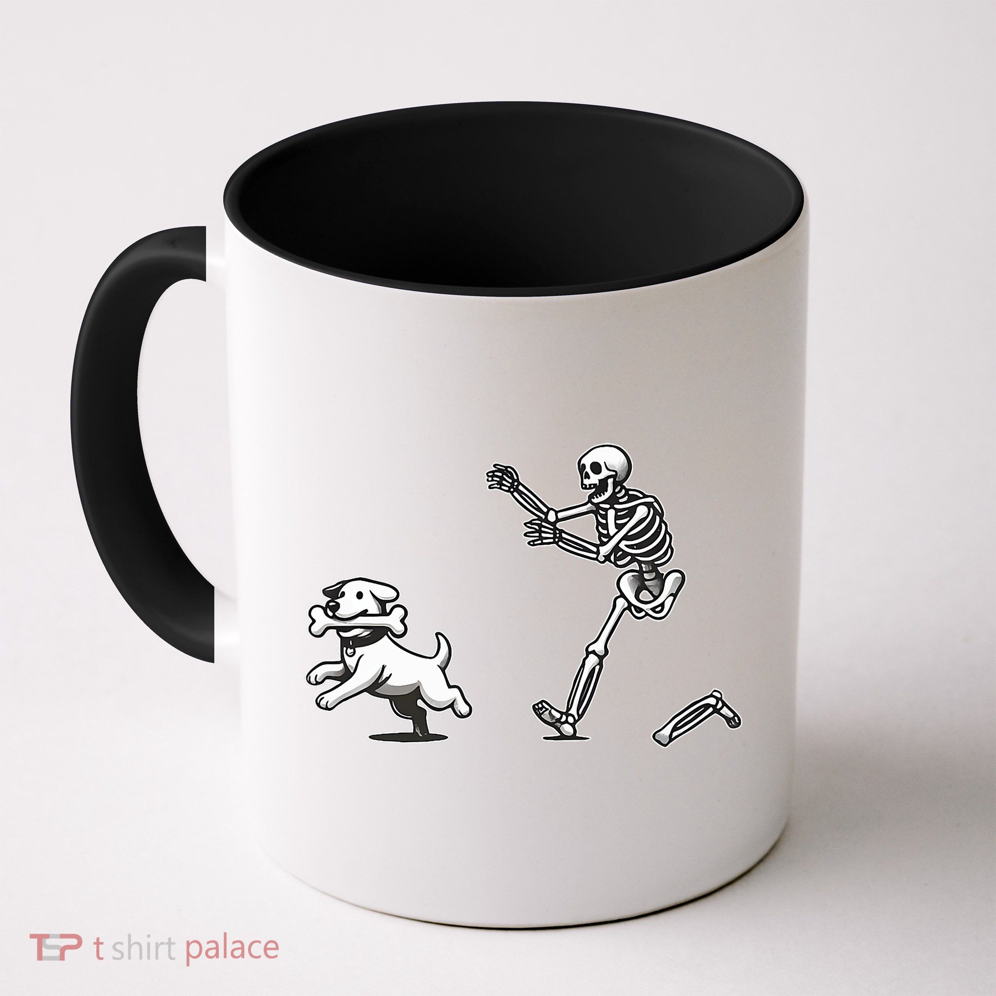 Halloween Dog Funny Skeleton Skeleton Chasing Dog Mug