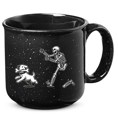 Halloween Dog Funny Skeleton Skeleton Chasing Dog 15oz Campfire Ceramic Mug