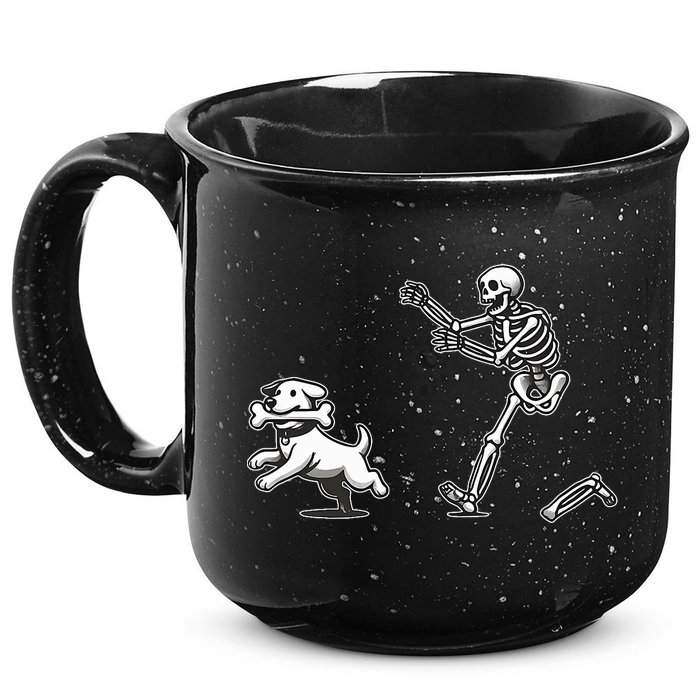 Halloween Dog Funny Skeleton Skeleton Chasing Dog 15oz Campfire Ceramic Mug