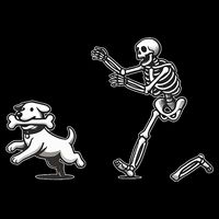 Halloween Dog Funny Skeleton Skeleton Chasing Dog Flat Bill Trucker Hat