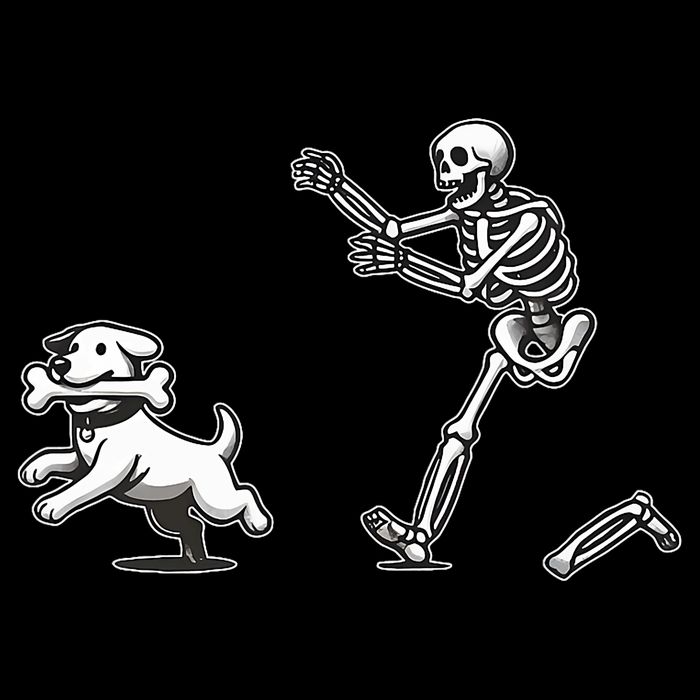 Halloween Dog Funny Skeleton Skeleton Chasing Dog Flat Bill Trucker Hat