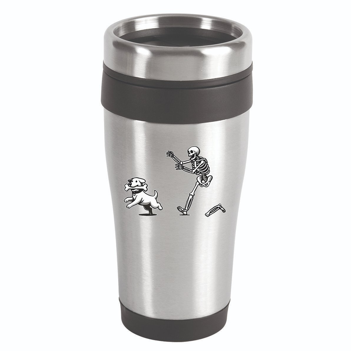 Halloween Dog Funny Skeleton Skeleton Chasing Dog 16oz Travel Tumbler