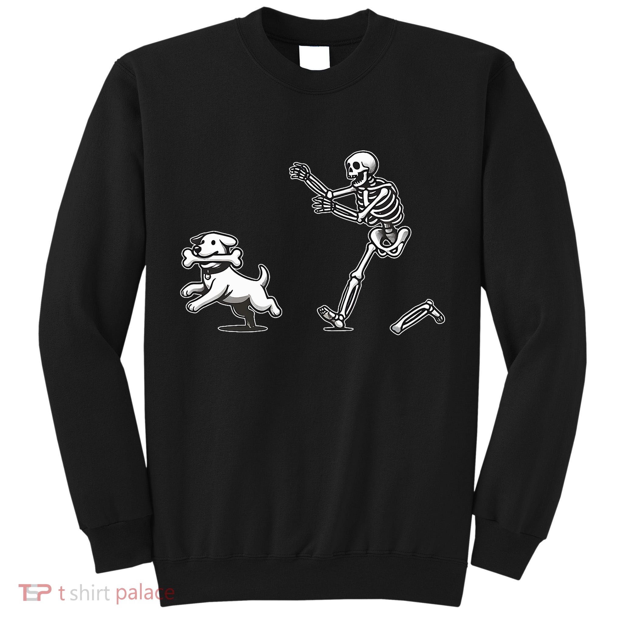 Halloween Dog Funny Skeleton Skeleton Chasing Dog Tall Sweatshirt