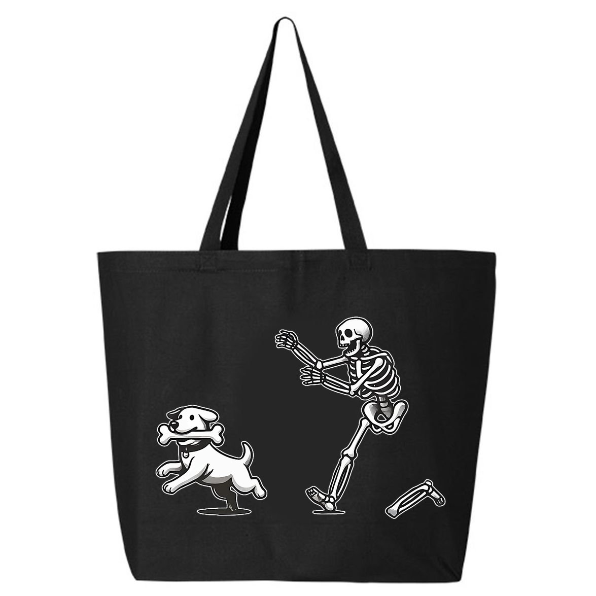 Halloween Dog Funny Skeleton Skeleton Chasing Dog 25L Jumbo Tote