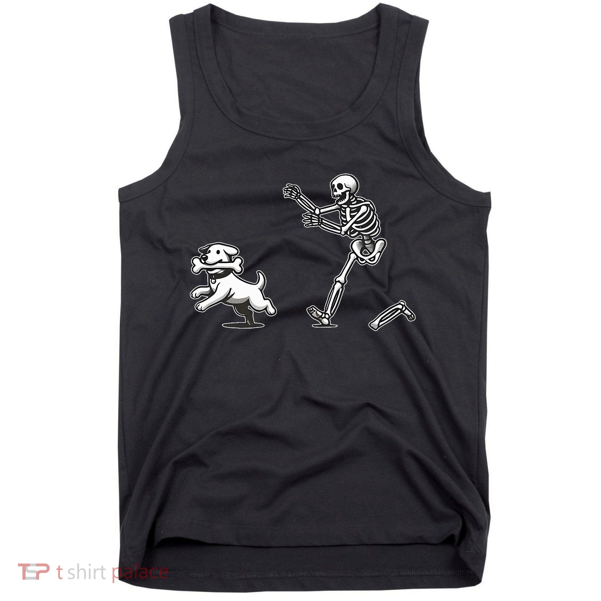 Halloween Dog Funny Skeleton Skeleton Chasing Dog Tank Top