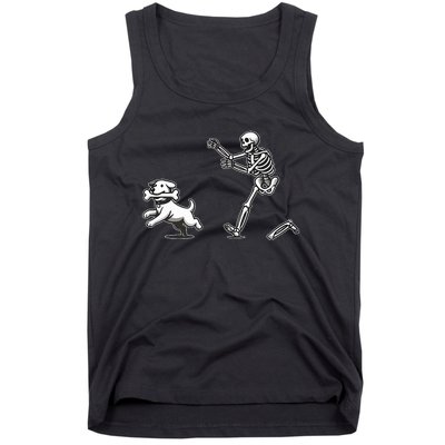 Halloween Dog Funny Skeleton Skeleton Chasing Dog Tank Top