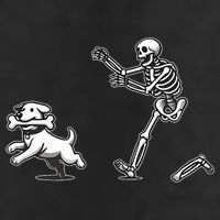 Halloween Dog Funny Skeleton Skeleton Chasing Dog Golf Towel