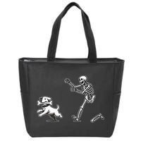 Halloween Dog Funny Skeleton Skeleton Chasing Dog Zip Tote Bag