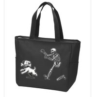 Halloween Dog Funny Skeleton Skeleton Chasing Dog Zip Tote Bag
