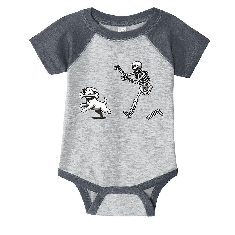 Halloween Dog Funny Skeleton Skeleton Chasing Dog Infant Baby Jersey Bodysuit