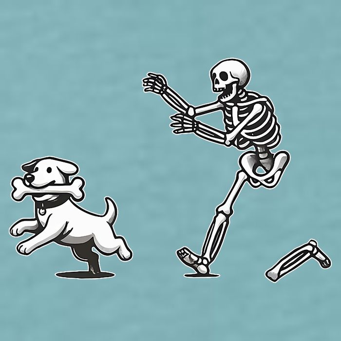 Halloween Dog Funny Skeleton Skeleton Chasing Dog Sueded Cloud Jersey T-Shirt