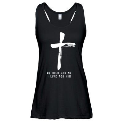 He Died For Me I Live For Him Christian Ladies Essential Flowy Tank