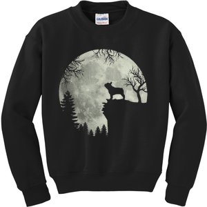 Halloween Dog Frenchie Frenchie Dog Moon Howl In Forest Kids Sweatshirt