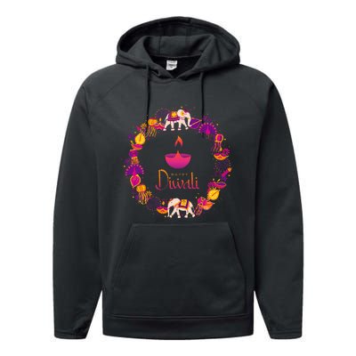 Happy Diwali Festival Of Lights Deepavali Hindu Indian Performance Fleece Hoodie