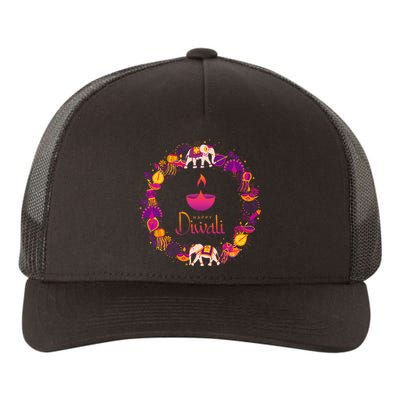 Happy Diwali Festival Of Lights Deepavali Hindu Indian Yupoong Adult 5-Panel Trucker Hat