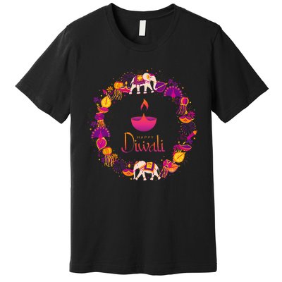 Happy Diwali Festival Of Lights Deepavali Hindu Indian Premium T-Shirt