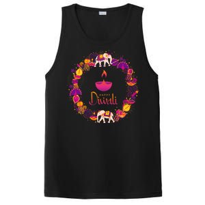 Happy Diwali Festival Of Lights Deepavali Hindu Indian PosiCharge Competitor Tank