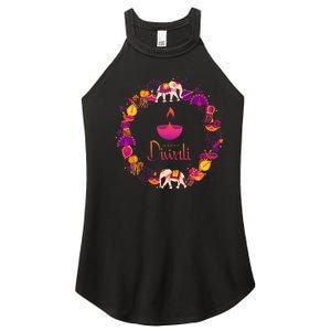 Happy Diwali Festival Of Lights Deepavali Hindu Indian Women’s Perfect Tri Rocker Tank