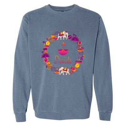 Happy Diwali Festival Of Lights Deepavali Hindu Indian Garment-Dyed Sweatshirt