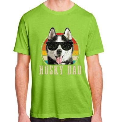 Husky Dad Funny Dog Sunglasses Vintage Siberian Husky Adult ChromaSoft Performance T-Shirt