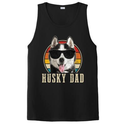 Husky Dad Funny Dog Sunglasses Vintage Siberian Husky PosiCharge Competitor Tank