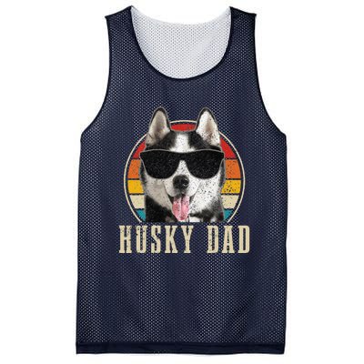 Husky Dad Funny Dog Sunglasses Vintage Siberian Husky Mesh Reversible Basketball Jersey Tank