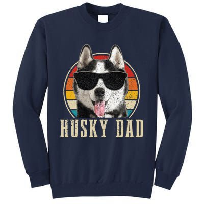 Husky Dad Funny Dog Sunglasses Vintage Siberian Husky Tall Sweatshirt