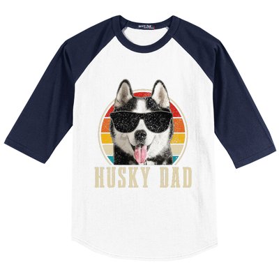 Husky Dad Funny Dog Sunglasses Vintage Siberian Husky Baseball Sleeve Shirt