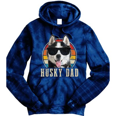 Husky Dad Funny Dog Sunglasses Vintage Siberian Husky Tie Dye Hoodie