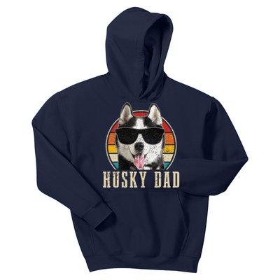 Husky Dad Funny Dog Sunglasses Vintage Siberian Husky Kids Hoodie