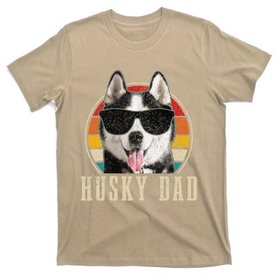 Husky Dad Funny Dog Sunglasses Vintage Siberian Husky T-Shirt