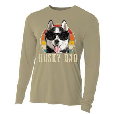 Husky Dad Funny Dog Sunglasses Vintage Siberian Husky Cooling Performance Long Sleeve Crew