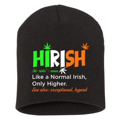 Hirish Definition Fun Irish 420 St. Paddys Day Lucky Clover Short Acrylic Beanie