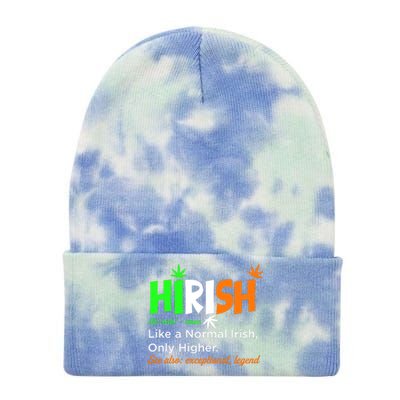 Hirish Definition Fun Irish 420 St. Paddys Day Lucky Clover Tie Dye 12in Knit Beanie