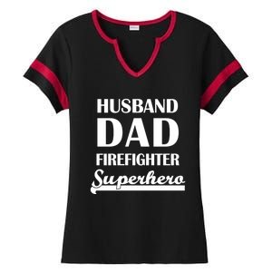 Husband Dad Firefighter Superhero Gift Ladies Halftime Notch Neck Tee