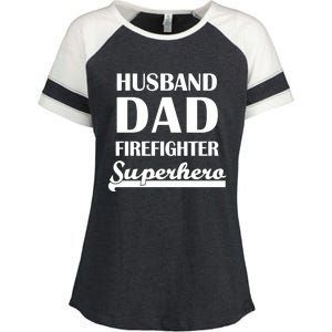 Husband Dad Firefighter Superhero Gift Enza Ladies Jersey Colorblock Tee